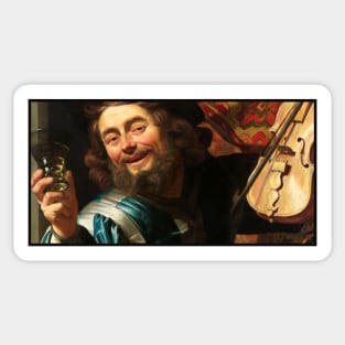 The Merry Fiddler by Gerard van Honthorst Sticker